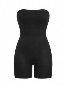 SHAPORA 1pc Black Comfortable Minimalist Shapewear Bodysuit - Black - View 6