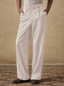 AKNOTIC Men's Woven Casual Loose Straight Leg Solid Color Pants