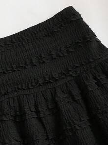 Sweetra Bộ 2 món áo ba lỗ trơn màu thường ngày và chân váy ngắn cho nữ - màu đen - Xem 7