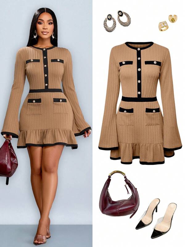 SOLERSUN Conjunto de dos piezas sexy, elegante y sencillo para ir al trabajo en primavera y otoño