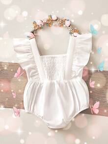 Newborn Baby Girl Cute Casual Butterfly Ruffle Romper, Summer