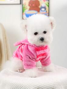 PETSIN 1pc Cat And Dog Universal Pet Clothing, Cute Pink Pig Transformation Outfit, Autumn And Winter Thick Warm Hooded Sweatshirt Sweatshirt