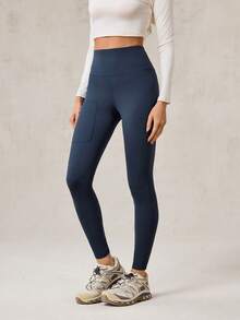 OutZeal 女式吸湿排汗收腹拉链口袋户外紧身裤徒步露营秋冬 - 藏蓝色 - 查看 7