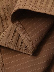 DAZY 女士纯色弹力腰加厚A字裙，休闲秋冬款 - 棕色 - 查看 9