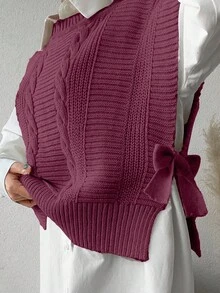 EURMUSE Vestă tricotată casual, lejeră, cu model împletit, pentru femei