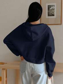 DAZY Sweat-shirt-shirt décontracté ample et court en polaire pour femmes