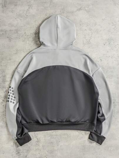 Street Life Men's Retro Color Block Loose Hoodie