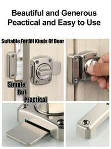 Home Security Door Lock, Brushed Silver Zinc Alloy Rotate Bolt Latch, Gate Latches Door Slide Lock, Twist Rotating Barrel Lock For Gardens, Bathrooms, Outdoors, Garages, Door And Windows - Silver - View 9