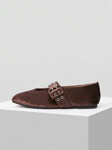 MOTF PREMIUM VINTAGE MARY JANE BALLET FLATS - Coffee Brown - View 4