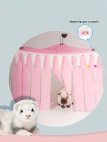 Small Animal Hideaway House For Hamsters, Rabbits, And Guinea Pigs, Four Seasons Universal, Triangle Tassel Shelter, Forest Pattern, Bunny Bed Hammock Swing, Bottomless Nest With Fringe For Corner Covering