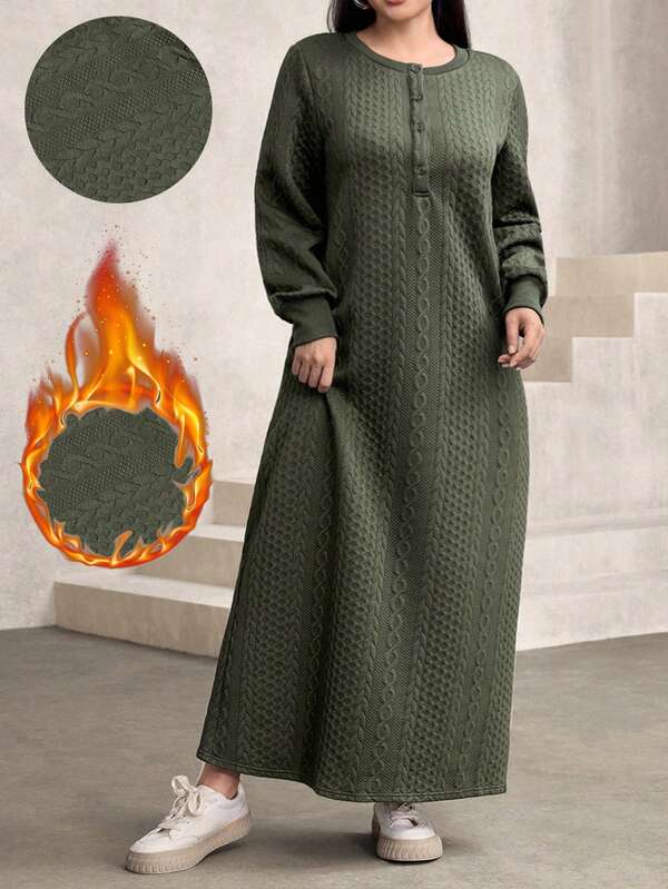 Modelyn Damen Oversize Sweatshirt mit strukturiertem Stoff, Rundhalsausschnitt, locker geschnitten, Grün, Herbst/Winter