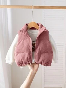 SHEIN Chaqueta/chaleco sin mangas cálido y versátil de franela para bebé niña en otoño/invierno - Rosa - Ver 6