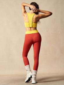 VARSIVA 女式撞色条纹背心和紧身裤健身套装 - 彩色 - 查看 5