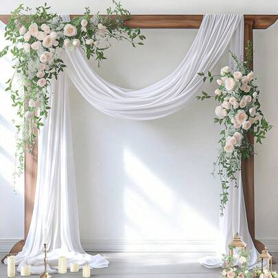1 pieza Cortina de tul para arco de boda, tela blanca transparente para telón de fondo de ceremonia de boda, fiesta de cumpleaños, decoración de techo
