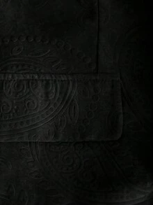Juhart 大码女式复古棕色优雅植物压纹西装外套 - 黑色 - 查看 8