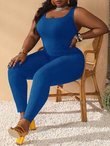 Slaydiva Tuta casual elasticizzata basic di taglia comoda