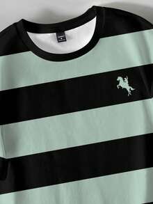 Manfinity Joysei Men's Casual Striped Crew Neck Short Sleeve T-Shirt - Multicolor - View 2