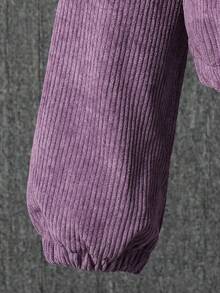 Sparklyn Bộ 2 áo hoodie cài nút phía trước và quần jogger màu trơn thường ngày cho bé gái tuổi teen, mùa thu - Màu tím - Xem 3
