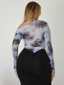 Arliah 女士不对称下摆 T 恤 - 黑色 - 查看 2