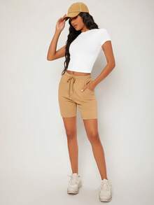 SHEIN BASICS Solid Form Fitted Tee/Summer - White - View 4