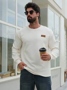 DAZY 纹理面料圆领米色男士 T 恤，夏季 - 米色 - 查看 5