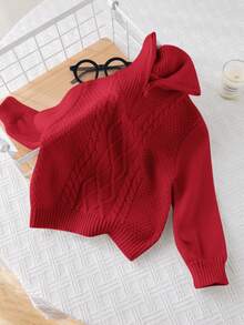 SHEIN 男婴/女婴复古纹理针织圆领拉链开衫，柔软舒适，适合上学、居家、郊游、圣诞派对、秋冬