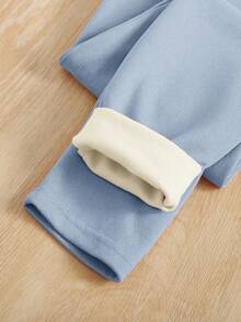 SHEIN 3件套少女针织高腰保暖打底裤，粉色、黑色、灰色，带刺绣图案 - 彩色 - 查看 3