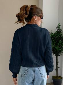 Elegant Mock Turtle Neck Cable Knit Chic Sweater,Jumper,Cream Jumper,Jumpers For Women,Jumpers,Black Jumper,Womens Jumper,White Jumper,Women's Jumper,Women's Jumpers,Winter Clothes