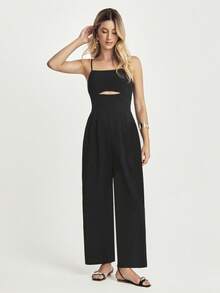 CAJUNI 女式夏季度假休闲露背连体裤 - 黑色 - 查看 4