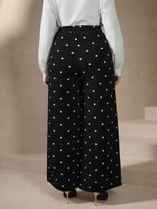 SHEIN Clasi 大码女裤，优雅百搭，适合户外、办公、休闲等各种场合，柔软舒适。大码黑色裤装，商务休闲女裤，曲线身材。 - 黑色 - 查看 2