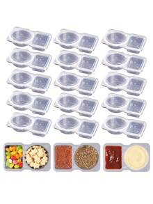 Reusable Double Compartment Condiment Containers With Lids -  Leakproof Food Storage Containers For Dips/Snacks/Sauce, Portable Takeout Boxes For Camping Travel Picnic Lunch - Multicolor - View 1
