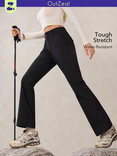 OutZeal 女式无 PFC 防水弹力尼龙修身喇叭裤户外徒步露营秋冬