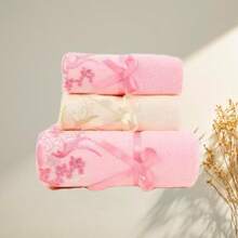 3-Piece Set, Lace Trim Towel + Bath Towel Set, Superfine Fiber Soft Quick-Drying Lint-Free Fade-Resistant Set, High-End Elegant Advertising Gift Daily Necessities Towel & Bath Towel - 35*75cm*2+70*140cm - View 15