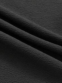 Elenzga 大码女式法式休闲优雅拼接长袖连衣裙，秋冬 - 黑與白 - 查看 8