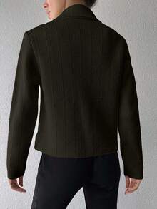 EURMUSE Women's Solid Color Front Button Closure Elegant Office Wear Long Sleeve Cardigan,Petite Cardigans,Cardigans - Army Green - View 2