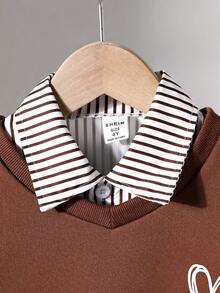 Kleine Mädchen 3 Stücke/Set Lässig Gestreiftes Hemd + Herz Muster Weste + Hose Outfit, Herbst/Winter