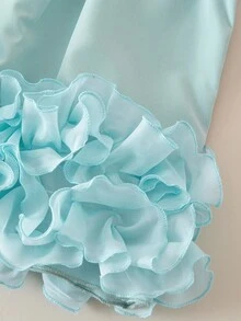 Elladie kids Baby Girls' Elegant Sleeveless Bow Decor Ruffle Mesh Hem Dress, Spring/Summer - Aqua Green - View 7