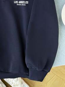 SHEIN Tween Girl Casual Street Style Camouflage & Leaf Print Loose Fit Dropped Shoulder Cropped Long Sleeve Sweatshirt, Navy Blue Autumn Winter Clothes For Women