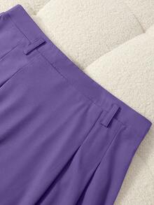 GlowEve CURVE 大码女式高腰A字裙，优雅通勤 - 紫色 - 查看 7