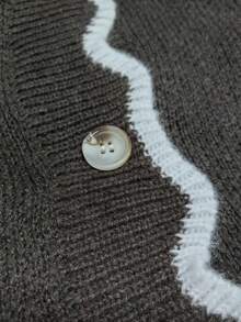 GlowEve CURVE Gilet en maille épaisse à fleurs rouille pour femme grande taille, col en V, blocs de couleurs, polyvalent, automne/hiver - Marron - Voir 7