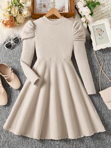 Spring/Autumn New Stylish Design Casual Everyday Versatile Girls Dress - Apricot - View 4
