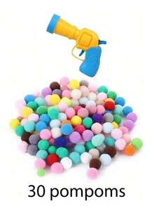 CAT Pom-Poms Launcher Toys, Random Color Cat Pom-Poms Self-Hi ToysThe Product Image Has A Method Of Use,Consumables Pet Interactive Launch Pom-Poms Toy Gun 1pc