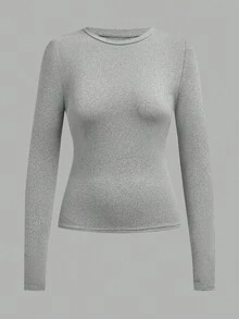 SHEIN EZwear 4 件套女士圆领休闲修身长袖 T 恤套装，秋冬 - 彩色 - 查看 5
