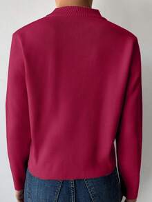 EURMUSE Women's Solid Color Half Zip Casual Pullover Long Sleeve Sweater,Jumper,Cream Jumper,Jumpers,Black Jumper,Womens Jumper,White Jumper,Women's Jumper,Women's Jumpers,Winter Clothes - Hot Pink - View 2