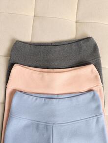 SHEIN 3pcs/Set Tween Girls' Ribbed High Waist Thermal Lined Leggings, Winter Leggings For Girls, Preteens Girl Leggings, Tween Girls Sets, Teen Girl Pants - Baby Blue - View 3