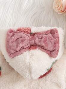 SHEIN 婴儿抓绒桃子印花舒适时尚连体衣 - 粉色 - 查看 6