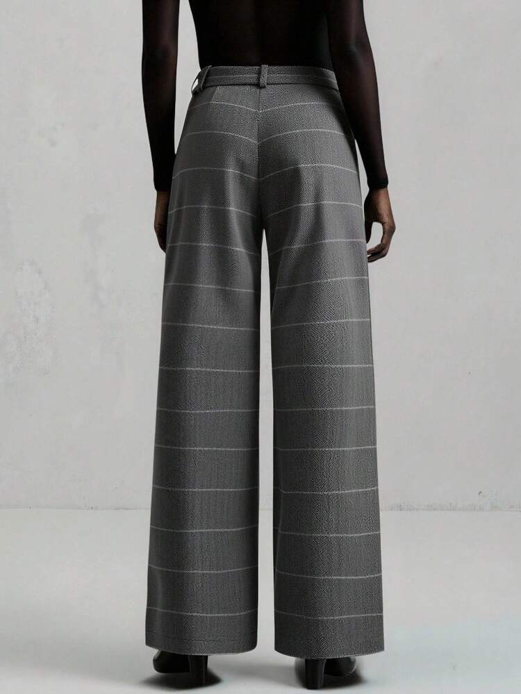 2025 Autumn/Winter New Arrivals, Bohemian Style Business Casual Vintage Elegant Versatile Apparel, Nashville, Easter, Christmas, Striped Wide Leg Suit Pants For Commuting, Business Casual, Wedding Guest, Elegant Autumn/Winter Trousers, Plaid