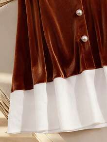 GlowEve تنورة أنيقة من الدمقس الأنيق مع رقع ومشبك خصر، بأزرار لؤلؤية، متطورة وشاملة للاستخدام في فصل الشتاء - متعدد الألوان - مشاهدة 3