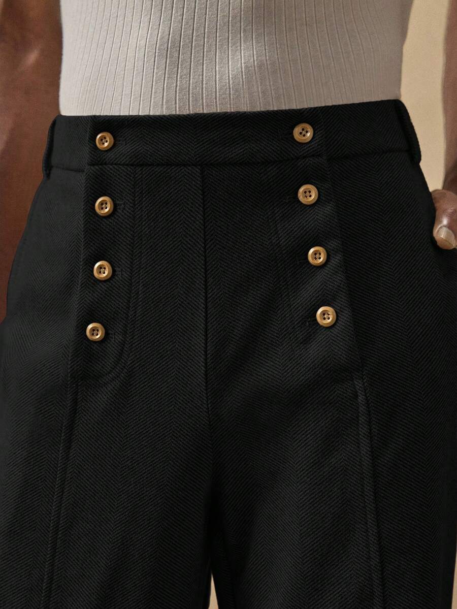 AKNOTIC 男士梭织休闲宽松直筒纯色裤 - 黑色 - 查看 1