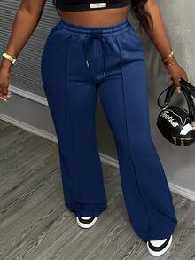 Slaydiva Women's Casual Drawstring Pocket Loose Pants - Teal Blue - View 4